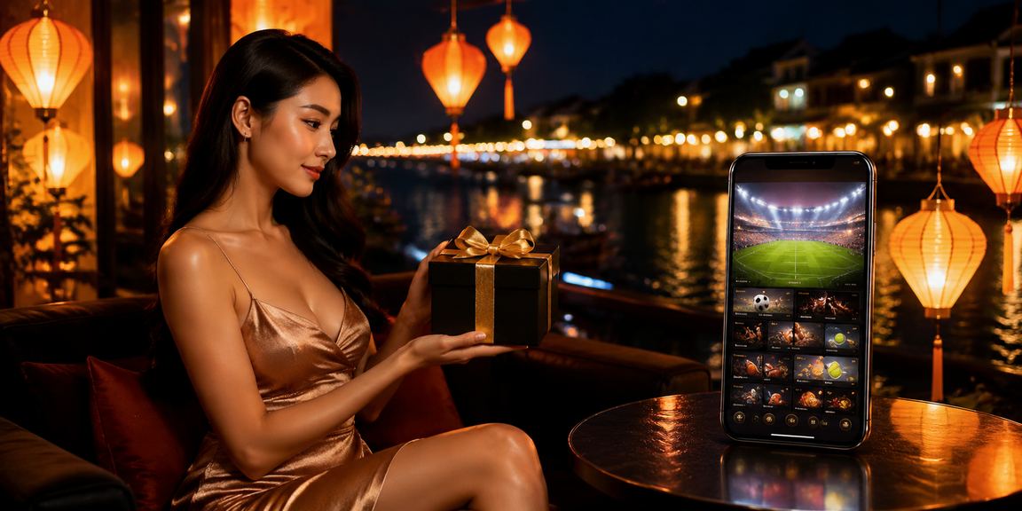 Người hâm mộ bóng đá xem trận đấu và theo dõi kèo trực tuyến tại phố cổ Hội An về đêm