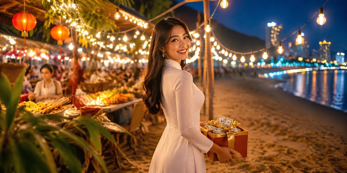 Người phụ nữ mặc áo dài dạo bộ bên bờ biển Vũng Tàu